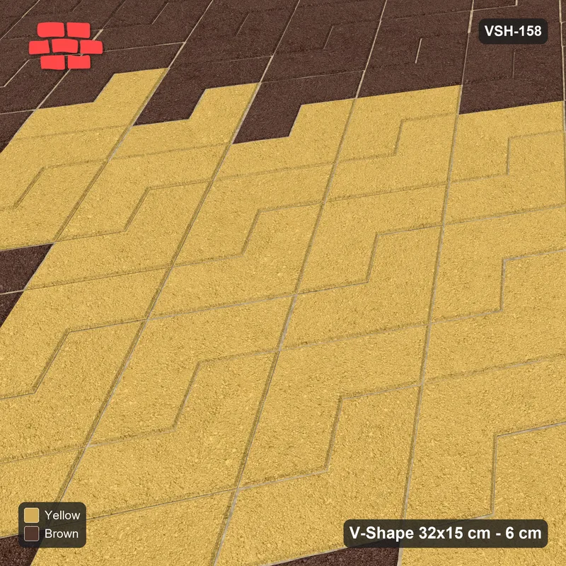 Interlock (Pasco) 32x15 cm · VSH-158 · Turned V zigzag rows, diamond medallion, kerbed · Side view Interlock (Pasco) 32x15 cm · VSH-158 · Turned V zigzag rows, diamond medallion, kerbed · Side view