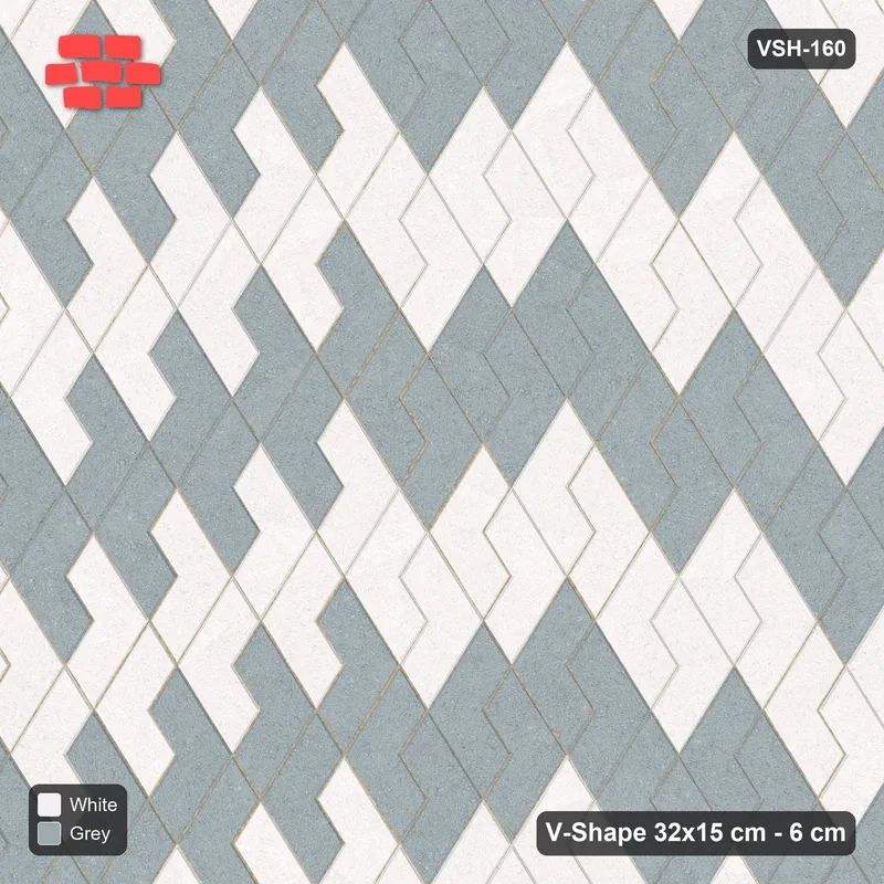 Interlock (Pasco) 32x15 cm · VSH-160 · Turned V zigzag rows, wide nested arrows, kerbed · Top view Interlock (Pasco) 32x15 cm · VSH-160 · Turned V zigzag rows, wide nested arrows, kerbed · Top view