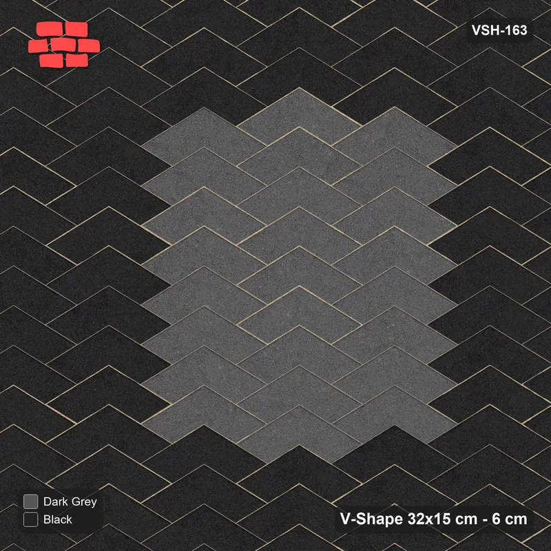 Interlock (Pasco) 32x15 cm · VSH-163 · V chevron columns, wide accent border, kerbed · Top view Interlock (Pasco) 32x15 cm · VSH-163 · V chevron columns, wide accent border, kerbed · Top view