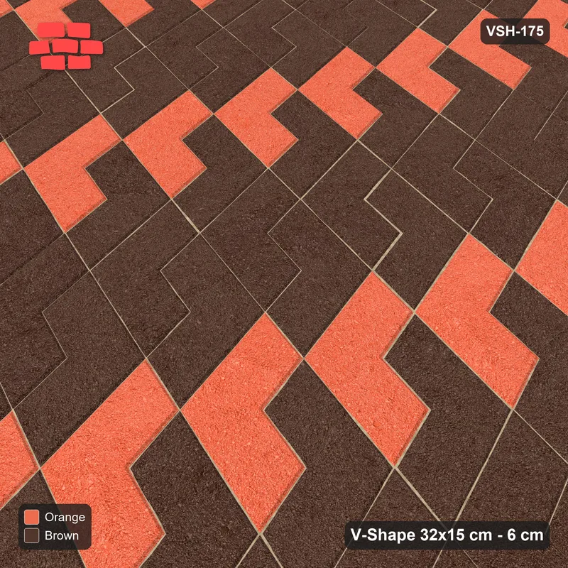Interlock (Pasco) 32x15 cm · VSH-175 · Reverse diagonal V zigzag rows, accent column every 4 columns · Side view Interlock (Pasco) 32x15 cm · VSH-175 · Reverse diagonal V zigzag rows, accent column every 4 columns · Side view