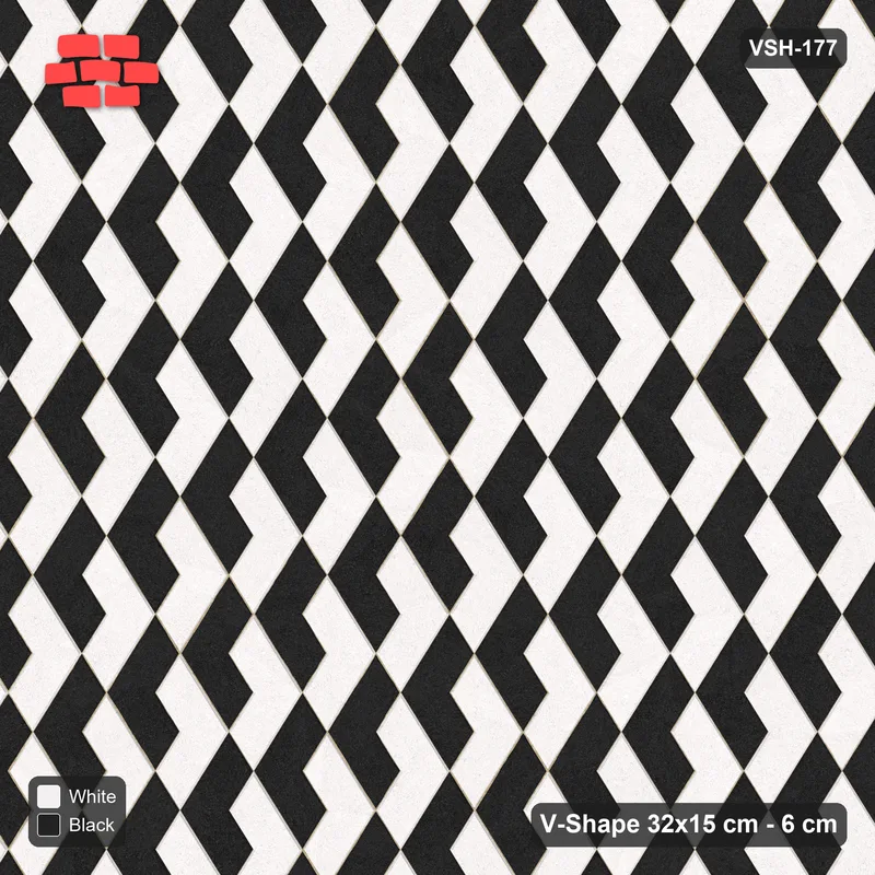 Interlock (Pasco) 32x15 cm · VSH-177 · Turned V zigzag rows, two-tone by paver orientation · Top view Interlock (Pasco) 32x15 cm · VSH-177 · Turned V zigzag rows, two-tone by paver orientation · Top view