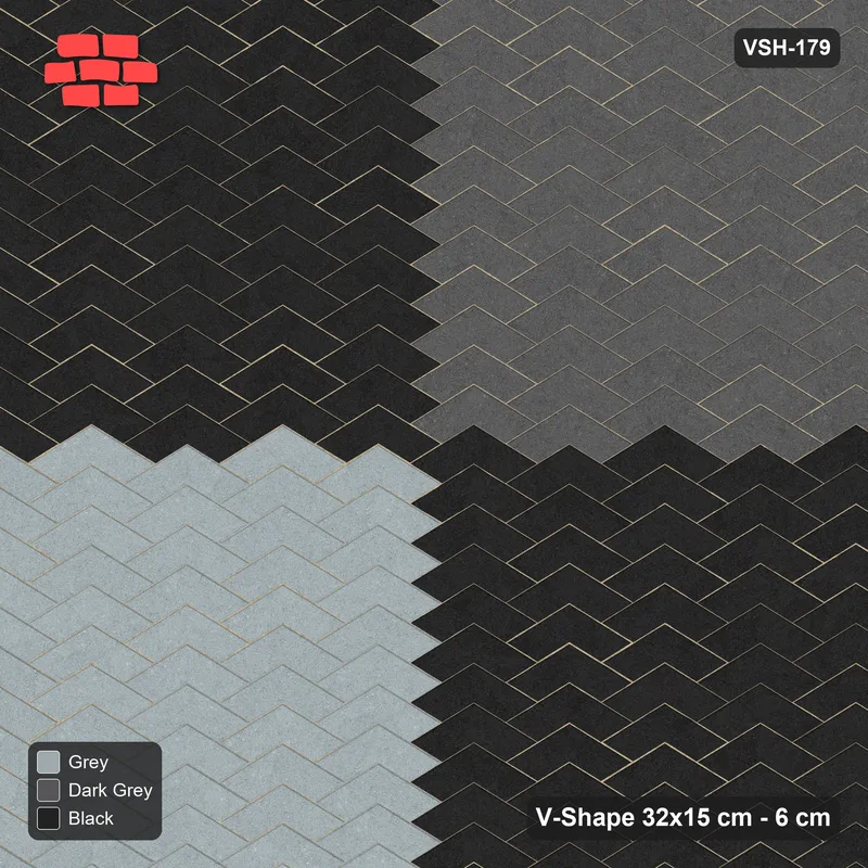 Interlock (Pasco) 32x15 cm · VSH-179 · V chevron columns, three-tone quadrant panels · Top view Interlock (Pasco) 32x15 cm · VSH-179 · V chevron columns, three-tone quadrant panels · Top view