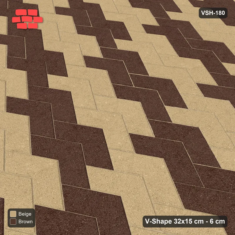 Interlock (Pasco) 32x15 cm · VSH-180 · V chevron columns, stair-step diagonal stripes · Side view Interlock (Pasco) 32x15 cm · VSH-180 · V chevron columns, stair-step diagonal stripes · Side view