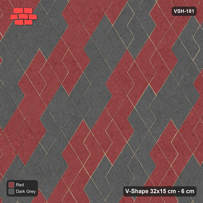 Interlock (Pasco) 32x15 cm · VSH-181 · Turned V zigzag rows, wide stair-step diagonals, kerbed · Top view Interlock (Pasco) 32x15 cm · VSH-181 · Turned V zigzag rows, wide stair-step diagonals, kerbed · Top view