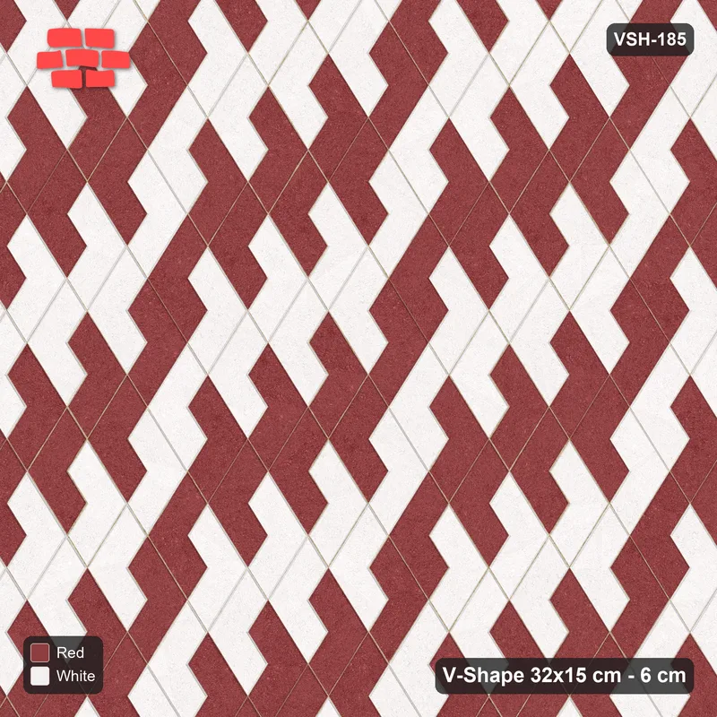 Interlock (Pasco) 32x15 cm · VSH-185 · Turned V zigzag rows, block checker · Top view Interlock (Pasco) 32x15 cm · VSH-185 · Turned V zigzag rows, block checker · Top view