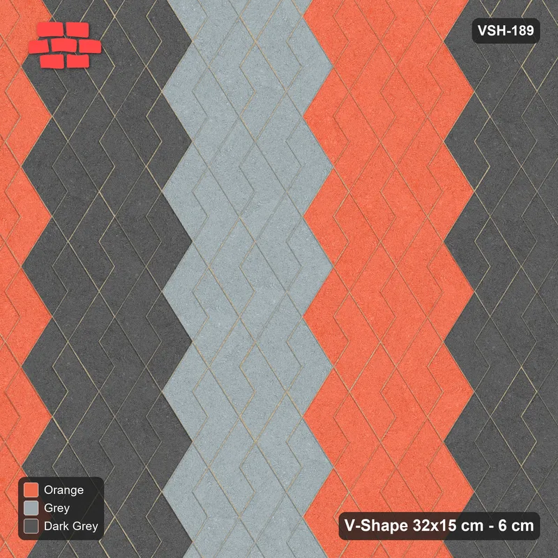 Interlock (Pasco) 32x15 cm · VSH-189 · Turned V zigzag rows, 3-tone 3-course bands · Top view Interlock (Pasco) 32x15 cm · VSH-189 · Turned V zigzag rows, 3-tone 3-course bands · Top view