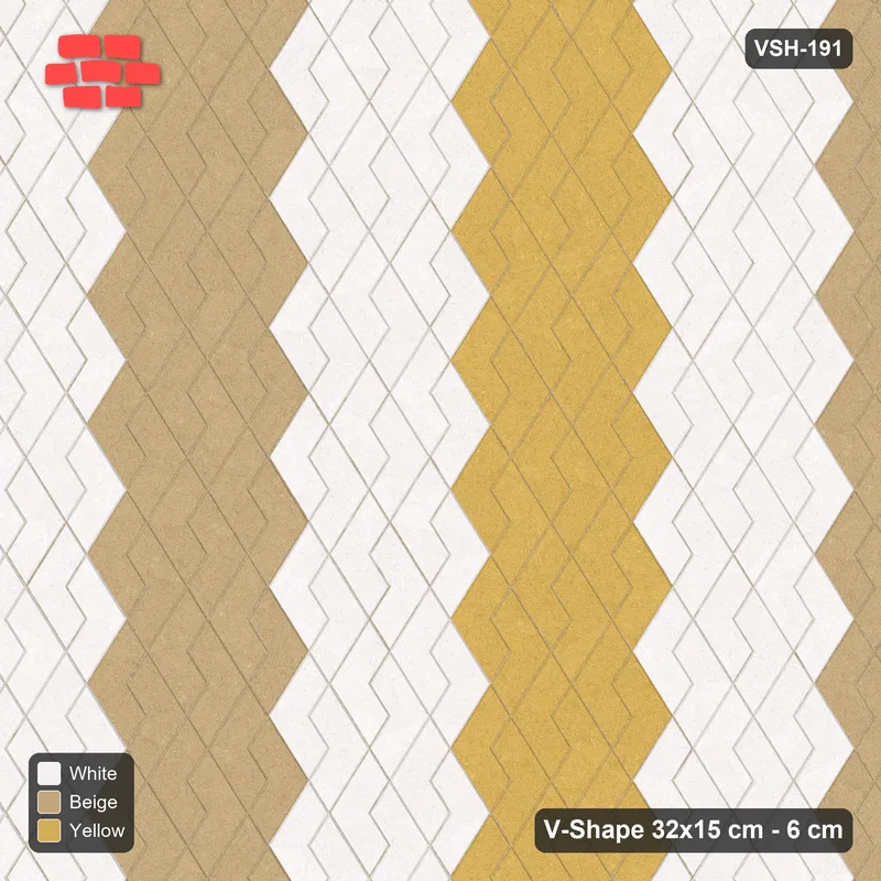 Interlock (Pasco) 32x15 cm · VSH-191 · Turned V zigzag rows, wide graded tone bands · Top view Interlock (Pasco) 32x15 cm · VSH-191 · Turned V zigzag rows, wide graded tone bands · Top view