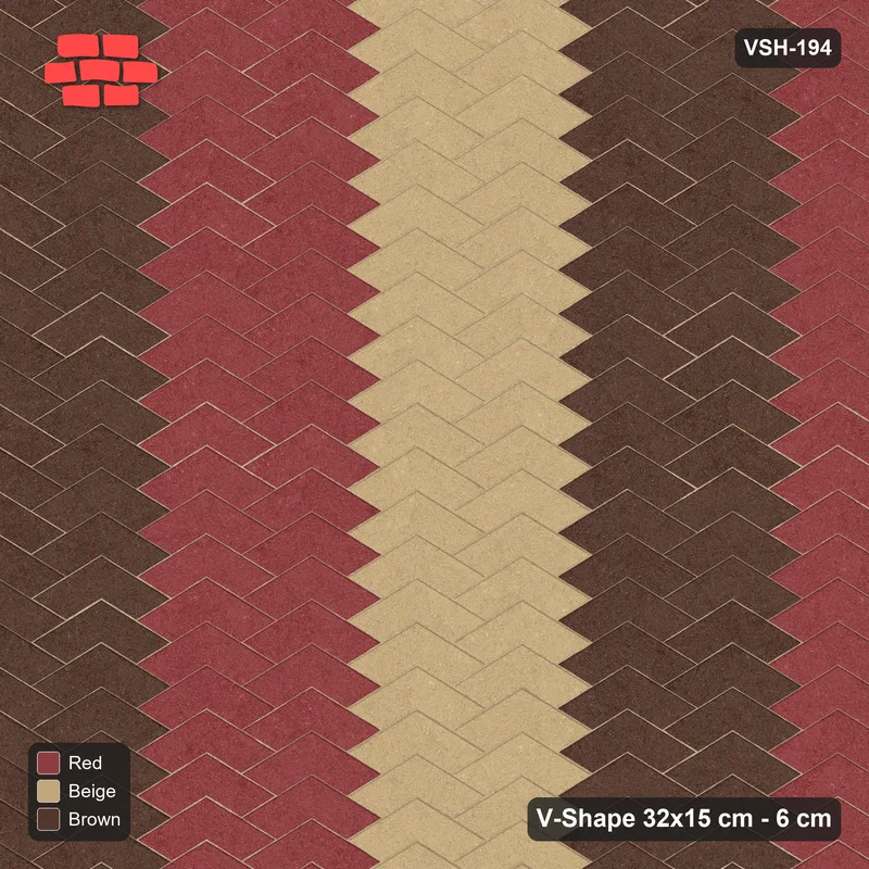 Interlock (Pasco) 32x15 cm · VSH-194 · V chevron columns, 3-tone paired columns · Top view Interlock (Pasco) 32x15 cm · VSH-194 · V chevron columns, 3-tone paired columns · Top view