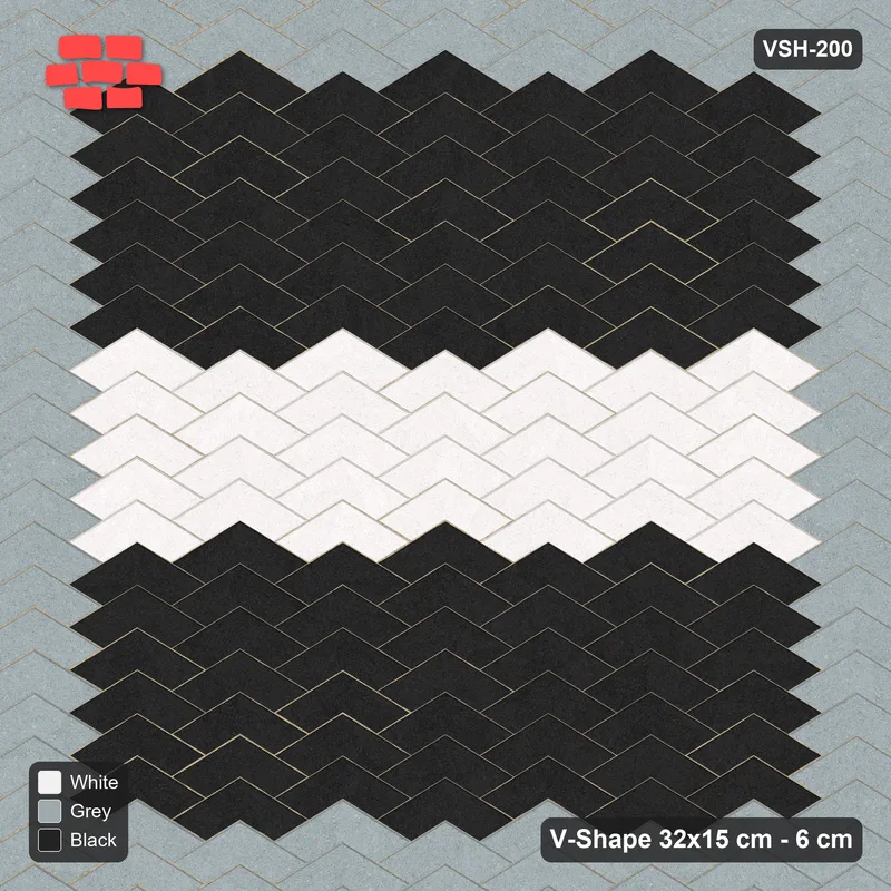 Interlock (Pasco) 32x15 cm · VSH-200 · V chevron columns, centre band and edge course, kerbed · Top view Interlock (Pasco) 32x15 cm · VSH-200 · V chevron columns, centre band and edge course, kerbed · Top view