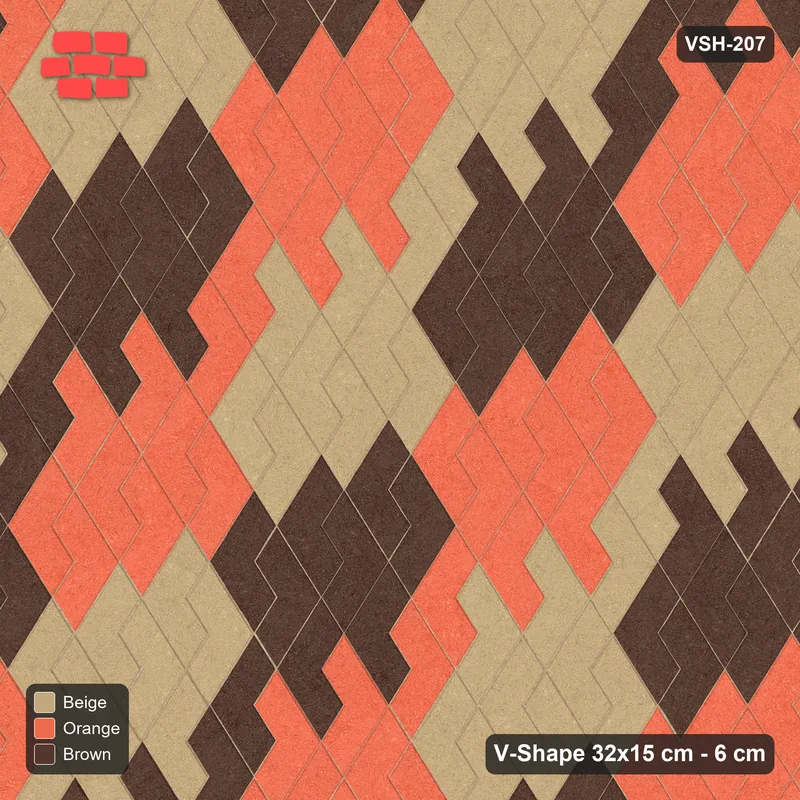 Interlock (Pasco) 32x15 cm · VSH-207 · Turned V zigzag rows, 3-tone block patchwork, kerbed · Top view Interlock (Pasco) 32x15 cm · VSH-207 · Turned V zigzag rows, 3-tone block patchwork, kerbed · Top view