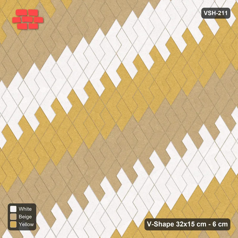 Interlock (Pasco) 32x15 cm · VSH-211 · Turned V zigzag rows, broad 3-tone column bands · Top view Interlock (Pasco) 32x15 cm · VSH-211 · Turned V zigzag rows, broad 3-tone column bands · Top view