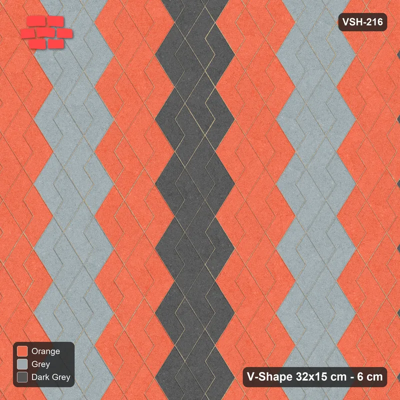 Interlock (Pasco) 32x15 cm · VSH-216 · Turned V zigzag rows, graded tone bands, kerbed · Top view Interlock (Pasco) 32x15 cm · VSH-216 · Turned V zigzag rows, graded tone bands, kerbed · Top view