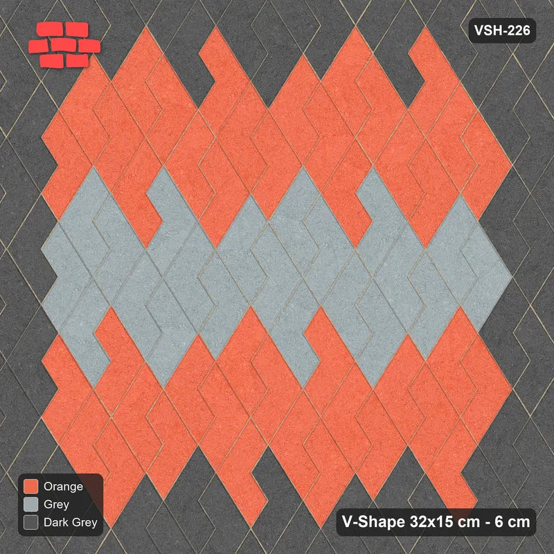 Interlock (Pasco) 32x15 cm · VSH-226 · Turned V zigzag rows, centre band and edge course, kerbed · Top view Interlock (Pasco) 32x15 cm · VSH-226 · Turned V zigzag rows, centre band and edge course, kerbed · Top view