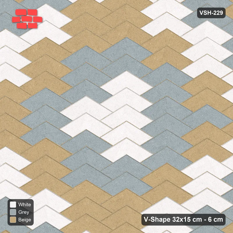 Interlock (Pasco) 32x15 cm · VSH-229 · V chevron columns, 3-tone diamond rings, kerbed · Top view Interlock (Pasco) 32x15 cm · VSH-229 · V chevron columns, 3-tone diamond rings, kerbed · Top view