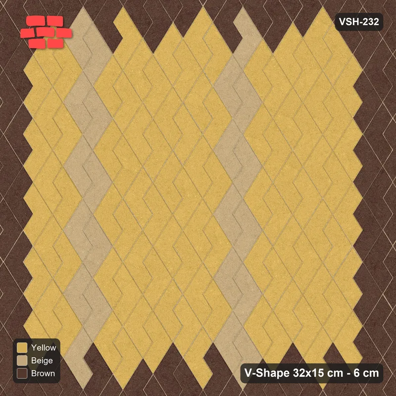 Interlock (Pasco) 32x15 cm · VSH-232 · Turned V zigzag rows, chevron stripes with edge course, kerbed · Top view Interlock (Pasco) 32x15 cm · VSH-232 · Turned V zigzag rows, chevron stripes with edge course, kerbed · Top view