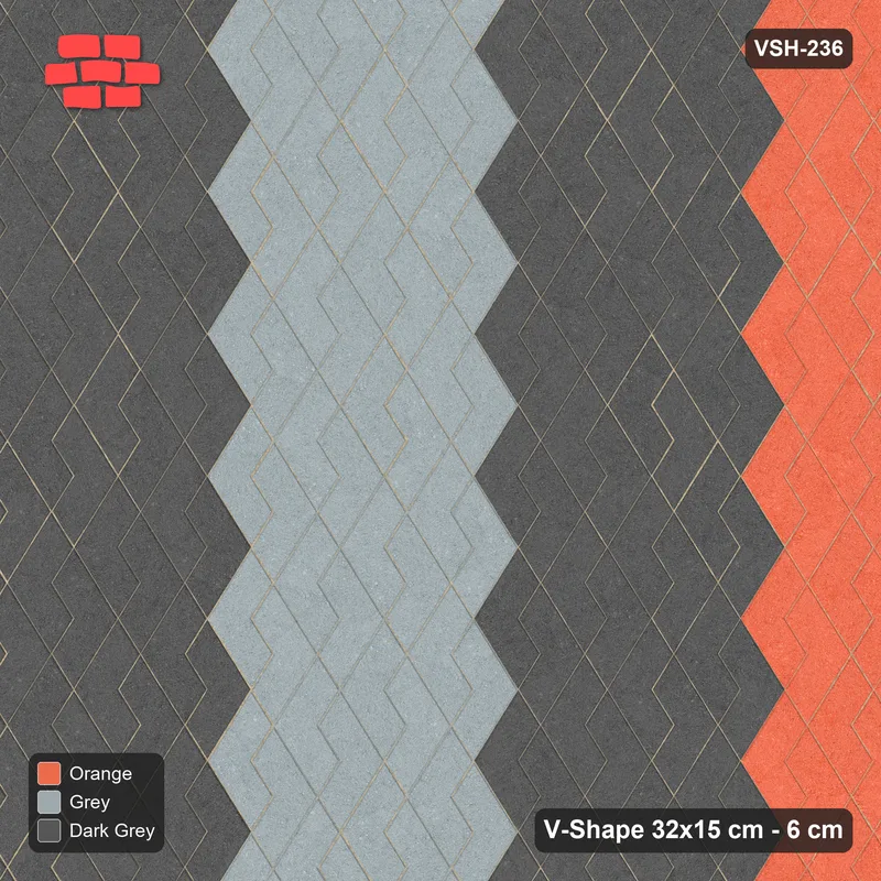 Interlock (Pasco) 32x15 cm · VSH-236 · Turned V zigzag rows, broad graded bands, kerbed · Top view Interlock (Pasco) 32x15 cm · VSH-236 · Turned V zigzag rows, broad graded bands, kerbed · Top view