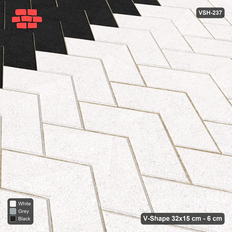 Interlock (Pasco) 32x15 cm · VSH-237 · V chevron columns, broad 3-tone column bands, kerbed · Side view Interlock (Pasco) 32x15 cm · VSH-237 · V chevron columns, broad 3-tone column bands, kerbed · Side view