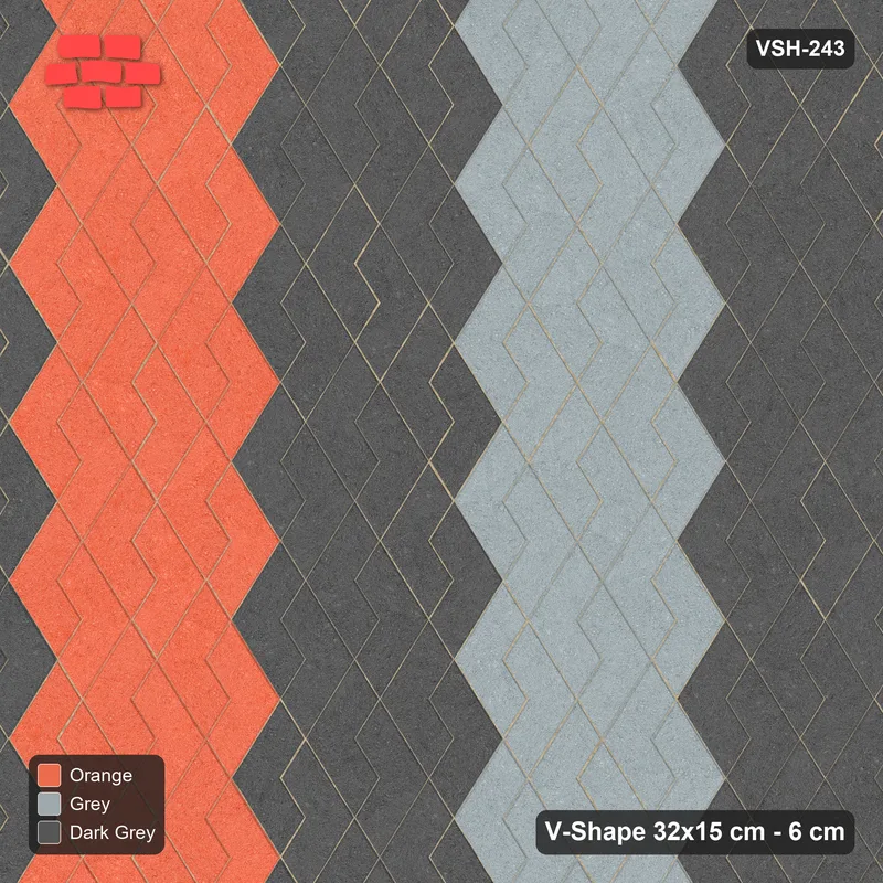 Interlock (Pasco) 32x15 cm · VSH-243 · Turned V zigzag rows, wide graded tone bands, kerbed · Top view Interlock (Pasco) 32x15 cm · VSH-243 · Turned V zigzag rows, wide graded tone bands, kerbed · Top view
