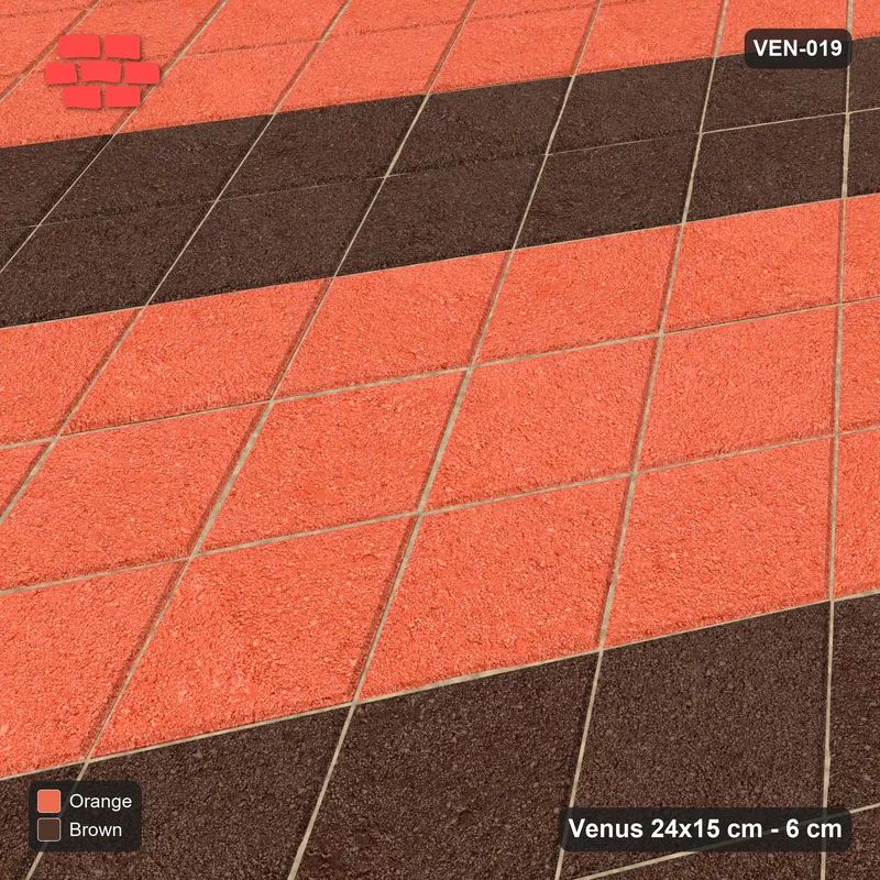 Interlock (Pasco) 24x15 cm · VEN-019 · Lattice-axis stripes A, turned 90 deg, kerb frame · Side view Interlock (Pasco) 24x15 cm · VEN-019 · Lattice-axis stripes A, turned 90 deg, kerb frame · Side view