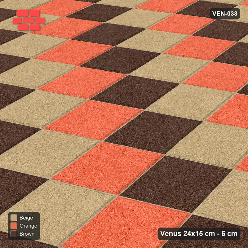Interlock (Pasco) 24x15 cm · VEN-033 · Tumbling blocks, turned 60 deg, kerb frame · Side view Interlock (Pasco) 24x15 cm · VEN-033 · Tumbling blocks, turned 60 deg, kerb frame · Side view