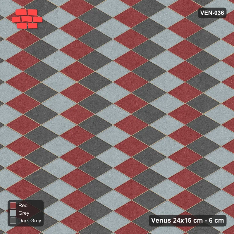 Interlock (Pasco) 24x15 cm · VEN-036 · Diagonal colour steps, kerb frame · Top view Interlock (Pasco) 24x15 cm · VEN-036 · Diagonal colour steps, kerb frame · Top view