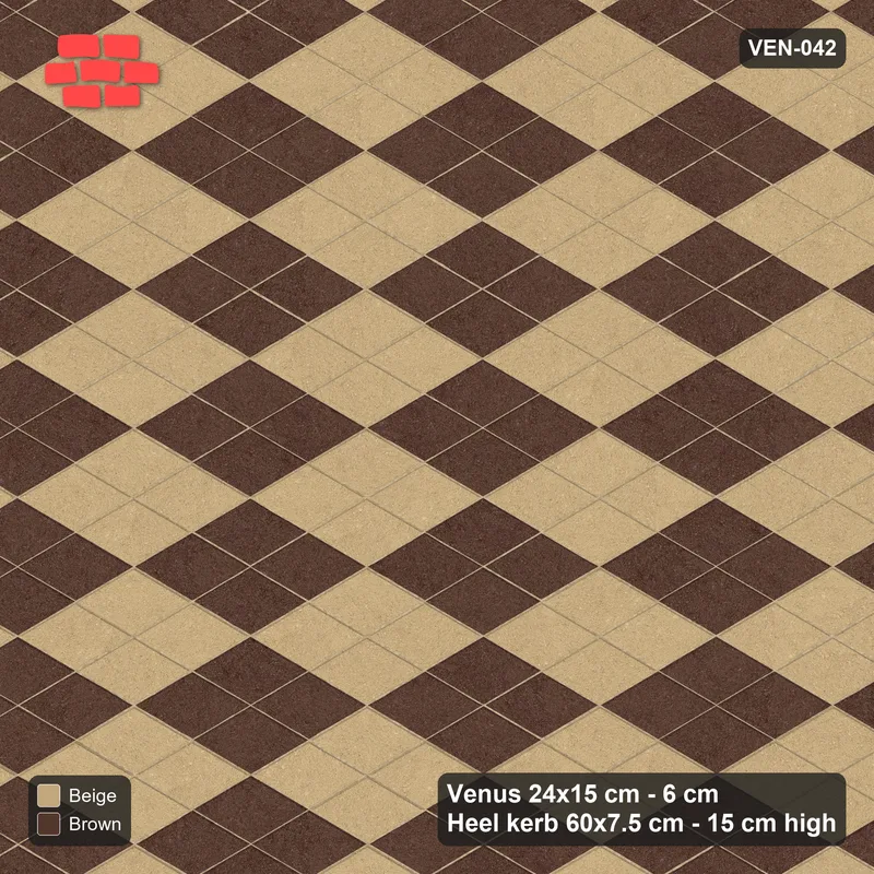 Interlock (Pasco) 24x15 cm · VEN-042 · Harlequin checker, kerb frame · Top view Interlock (Pasco) 24x15 cm · VEN-042 · Harlequin checker, kerb frame · Top view