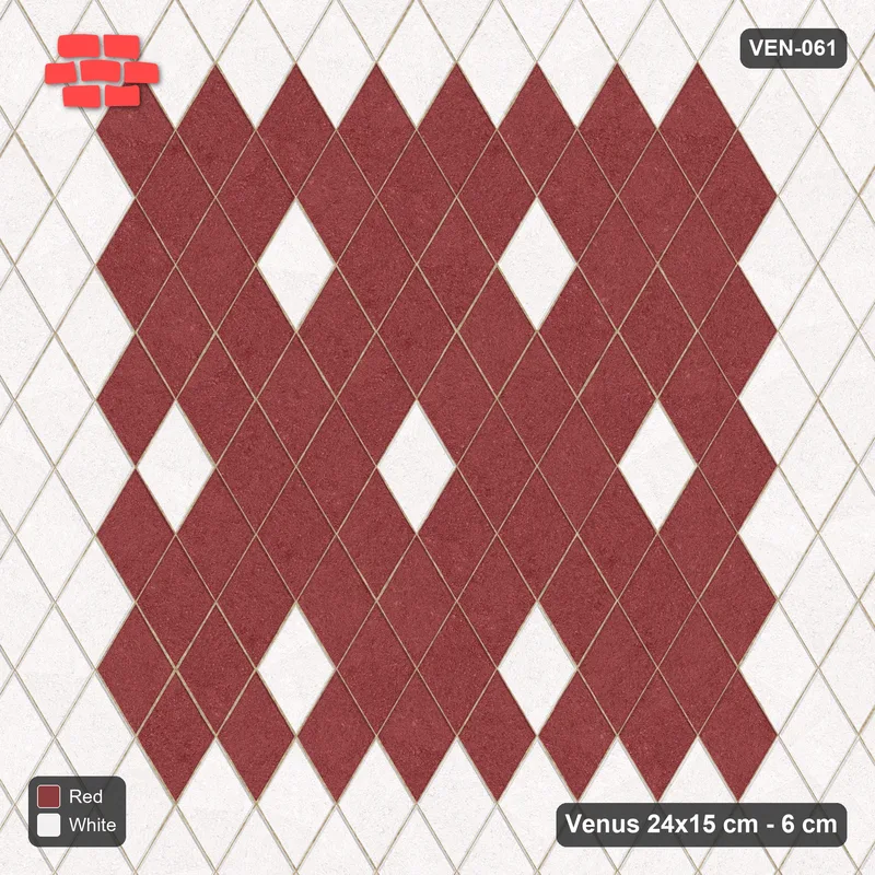 Interlock (Pasco) 24x15 cm · VEN-061 · Framed field with accent squares, 3x3, turned 90 deg, kerb frame · Top view Interlock (Pasco) 24x15 cm · VEN-061 · Framed field with accent squares, 3x3, turned 90 deg, kerb frame · Top view