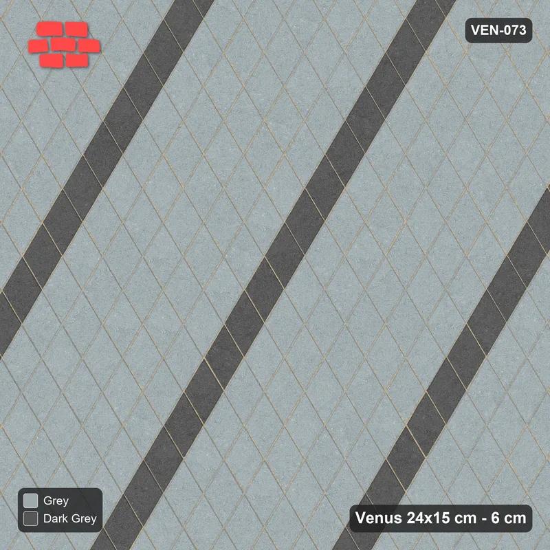 Interlock (Pasco) 24x15 cm · VEN-073 · Lattice stripes A, 6/1, turned 90 deg · Top view Interlock (Pasco) 24x15 cm · VEN-073 · Lattice stripes A, 6/1, turned 90 deg · Top view