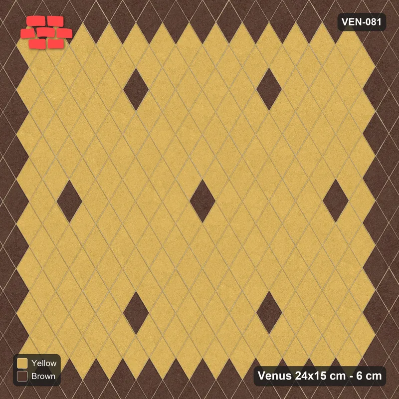 Interlock (Pasco) 24x15 cm · VEN-081 · Framed field with accent squares, 5x5, turned 90 deg · Top view Interlock (Pasco) 24x15 cm · VEN-081 · Framed field with accent squares, 5x5, turned 90 deg · Top view