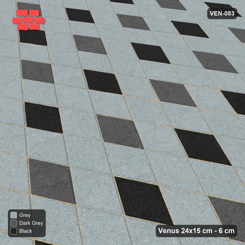 Interlock (Pasco) 24x15 cm · VEN-083 · Spaced accent squares, 2x2 grid · Side view Interlock (Pasco) 24x15 cm · VEN-083 · Spaced accent squares, 2x2 grid · Side view