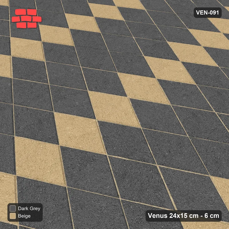 Interlock (Pasco) 24x15 cm · VEN-091 · Wide diagonal accent lattice · Side view Interlock (Pasco) 24x15 cm · VEN-091 · Wide diagonal accent lattice · Side view