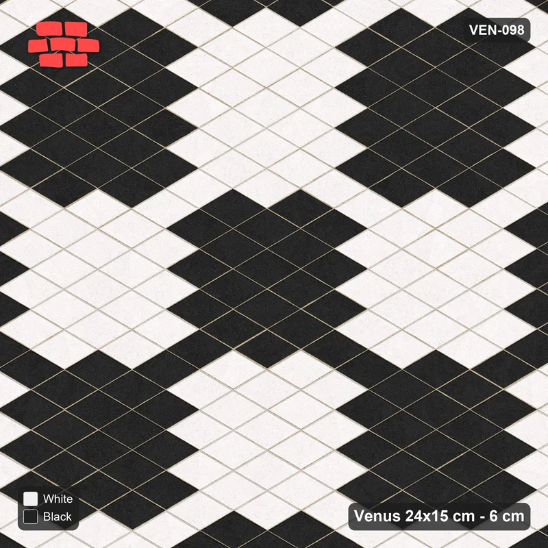 Interlock (Pasco) 24x15 cm · VEN-098 · Large block chequer, 60 cm squares · Top view Interlock (Pasco) 24x15 cm · VEN-098 · Large block chequer, 60 cm squares · Top view