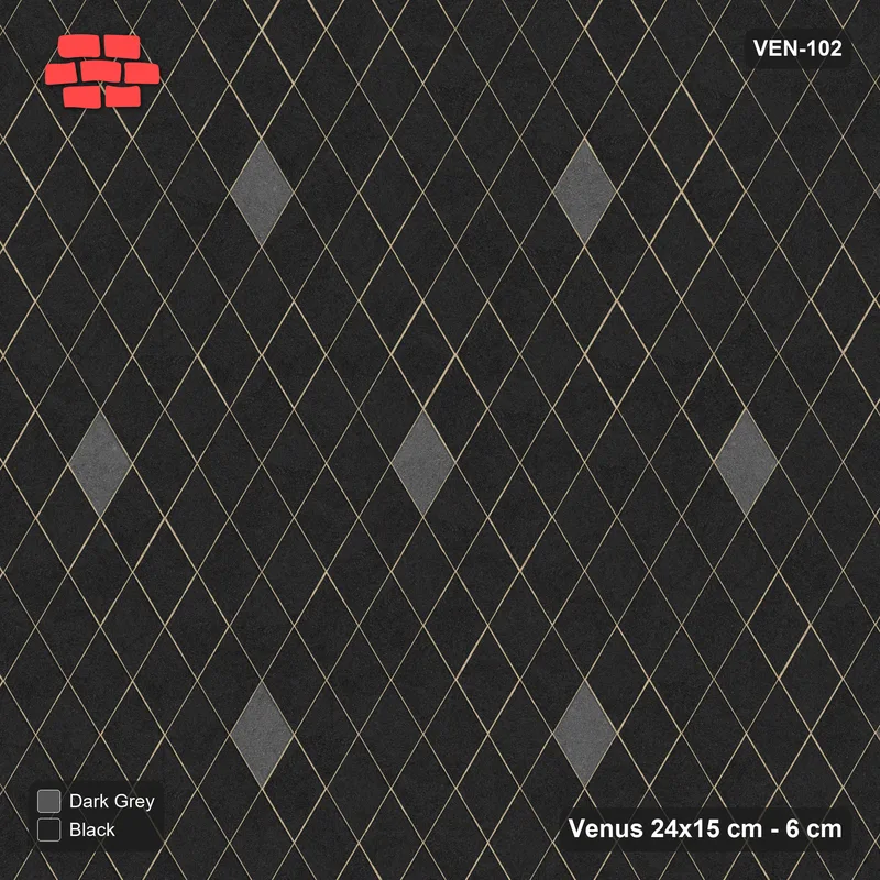 Interlock (Pasco) 24x15 cm · VEN-102 · Spaced accent squares, 5x5 grid, turned 90 deg · Top view Interlock (Pasco) 24x15 cm · VEN-102 · Spaced accent squares, 5x5 grid, turned 90 deg · Top view