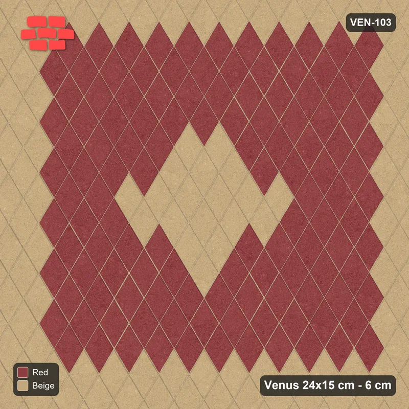 Interlock (Pasco) 24x15 cm · VEN-103 · Framed panel with diamond medallion, turned 90 deg, kerb frame · Top view Interlock (Pasco) 24x15 cm · VEN-103 · Framed panel with diamond medallion, turned 90 deg, kerb frame · Top view