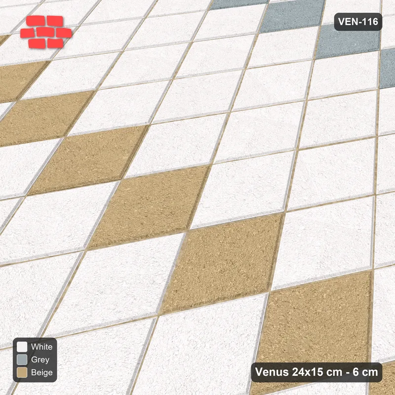 Interlock (Pasco) 24x15 cm · VEN-116 · Triple feature bands, 12 cm, turned 90 deg, kerb frame · Side view Interlock (Pasco) 24x15 cm · VEN-116 · Triple feature bands, 12 cm, turned 90 deg, kerb frame · Side view