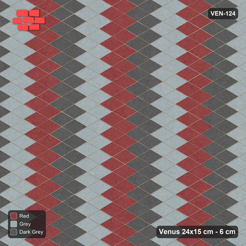 Interlock (Pasco) 24x15 cm · VEN-124 · Three-tone diagonal steps, 2 wide · Top view Interlock (Pasco) 24x15 cm · VEN-124 · Three-tone diagonal steps, 2 wide · Top view