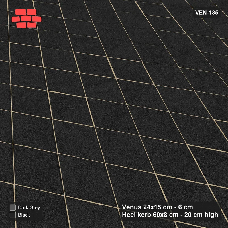 Interlock (Pasco) 24x15 cm · VEN-135 · Corner squares, 40 cm, kerb frame · Side view Interlock (Pasco) 24x15 cm · VEN-135 · Corner squares, 40 cm, kerb frame · Side view