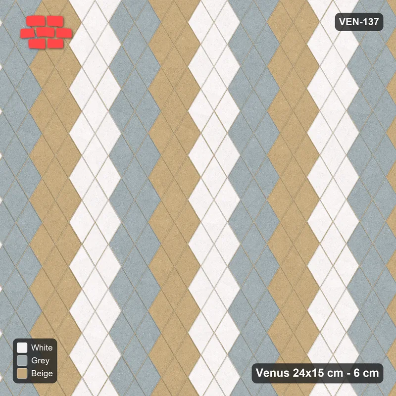 Interlock (Pasco) 24x15 cm · VEN-137 · Three-tone diagonal steps, 3 wide, turned 90 deg · Top view Interlock (Pasco) 24x15 cm · VEN-137 · Three-tone diagonal steps, 3 wide, turned 90 deg · Top view