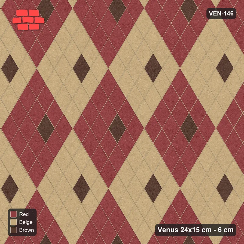 Interlock (Pasco) 24x15 cm · VEN-146 · Chequer blocks with centre accent, 4x4, turned 90 deg · Top view Interlock (Pasco) 24x15 cm · VEN-146 · Chequer blocks with centre accent, 4x4, turned 90 deg · Top view