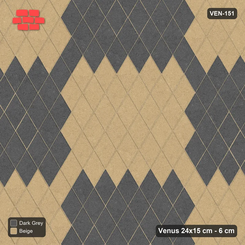 Interlock (Pasco) 24x15 cm · VEN-151 · Large block chequer, 80 cm squares, turned 90 deg, kerb frame · Top view Interlock (Pasco) 24x15 cm · VEN-151 · Large block chequer, 80 cm squares, turned 90 deg, kerb frame · Top view