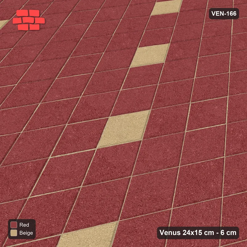 Interlock (Pasco) 24x15 cm · VEN-166 · Spaced accent squares, 3x6 grid, turned 90 deg · Side view Interlock (Pasco) 24x15 cm · VEN-166 · Spaced accent squares, 3x6 grid, turned 90 deg · Side view