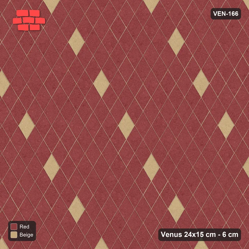 Interlock (Pasco) 24x15 cm · VEN-166 · Spaced accent squares, 3x6 grid, turned 90 deg · Top view Interlock (Pasco) 24x15 cm · VEN-166 · Spaced accent squares, 3x6 grid, turned 90 deg · Top view