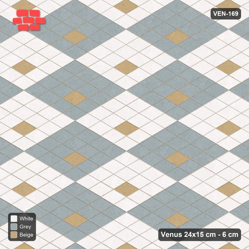 Interlock (Pasco) 24x15 cm · VEN-169 · Chequer blocks with centre accent, 4x4 · Top view Interlock (Pasco) 24x15 cm · VEN-169 · Chequer blocks with centre accent, 4x4 · Top view