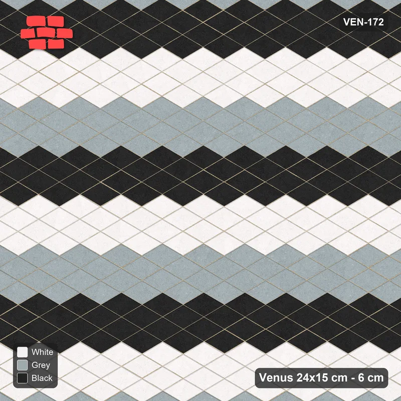 Interlock (Pasco) 24x15 cm · VEN-172 · Three-tone diagonal steps, 4 wide · Top view Interlock (Pasco) 24x15 cm · VEN-172 · Three-tone diagonal steps, 4 wide · Top view