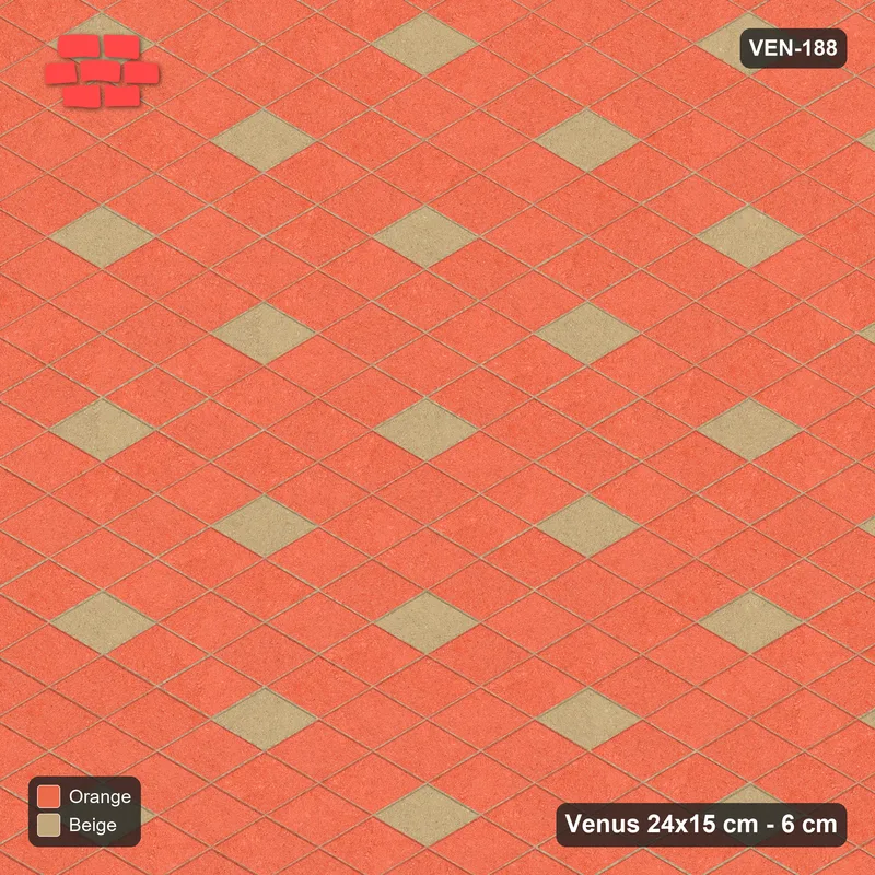 Interlock (Pasco) 24x15 cm · VEN-188 · Spaced accent squares, 3x3 grid · Top view Interlock (Pasco) 24x15 cm · VEN-188 · Spaced accent squares, 3x3 grid · Top view