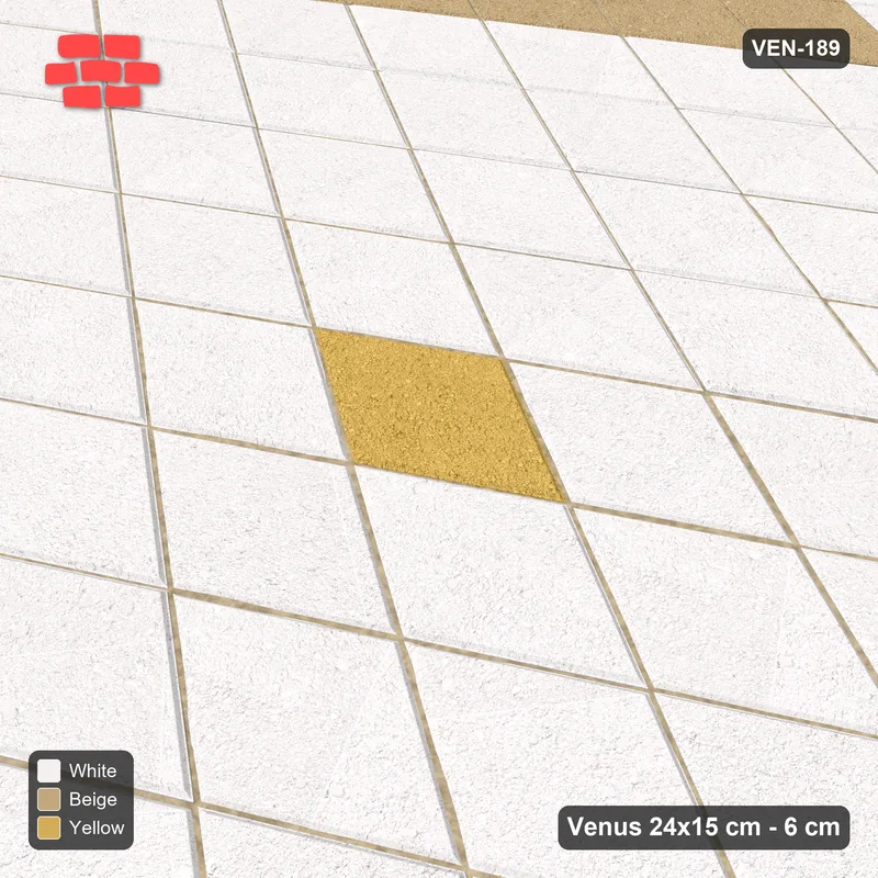 Interlock (Pasco) 24x15 cm · VEN-189 · Chequer blocks with centre accent, 9x9, kerb frame · Side view Interlock (Pasco) 24x15 cm · VEN-189 · Chequer blocks with centre accent, 9x9, kerb frame · Side view