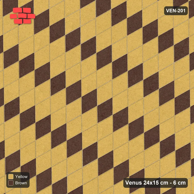 Interlock (Pasco) 24x15 cm · VEN-201 · Offset accent lattice, turned 60 deg, kerb frame · Top view Interlock (Pasco) 24x15 cm · VEN-201 · Offset accent lattice, turned 60 deg, kerb frame · Top view