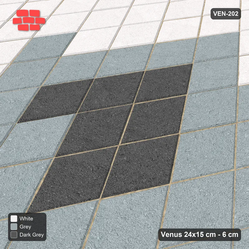 Interlock (Pasco) 24x15 cm · VEN-202 · Centre-out tonal diamond field, turned 90 deg, kerb frame · Side view Interlock (Pasco) 24x15 cm · VEN-202 · Centre-out tonal diamond field, turned 90 deg, kerb frame · Side view