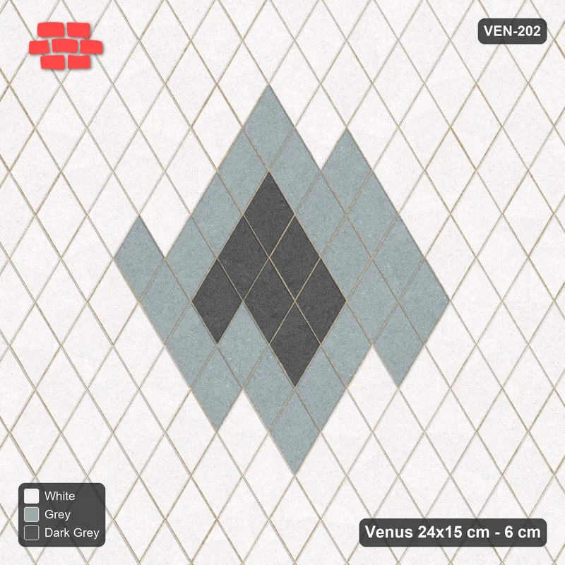 Interlock (Pasco) 24x15 cm · VEN-202 · Centre-out tonal diamond field, turned 90 deg, kerb frame · Top view Interlock (Pasco) 24x15 cm · VEN-202 · Centre-out tonal diamond field, turned 90 deg, kerb frame · Top view