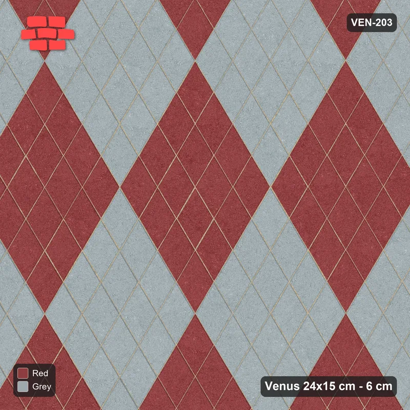 Interlock (Pasco) 24x15 cm · VEN-203 · Block chequer 4x4 pavers, turned 90 deg, kerb frame · Top view Interlock (Pasco) 24x15 cm · VEN-203 · Block chequer 4x4 pavers, turned 90 deg, kerb frame · Top view